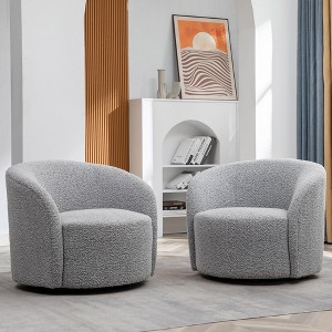 KINWELL 34" Wide Upholstered Swivel Accent Barrel Chair (Set of 2) - 1 of 4