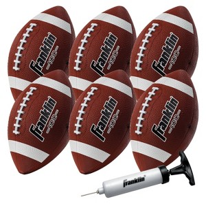 Franklin Sports Grip-Rite 100 Deflated Rubber Junior Football with Pump 6pk - Brown - 1 of 4