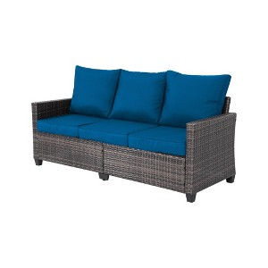Yardgrace 3-Seat Plush Cushioned All-Weather Outdoor Wicker Sofa - 1 of 4