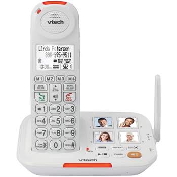 VTech CS6124 DECT 6.0 Cordless 2K DCI 1080p Phone with Answering System and  Caller ID/Call Waiting, White with 1 Handset