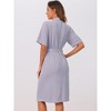 cheibear Women's After Shower Short Sleeve Self Tie Loose with Pocket Robe - 4 of 4