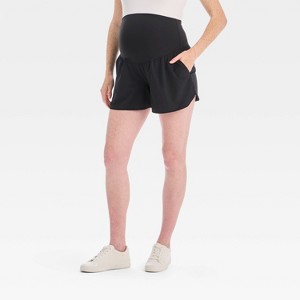 Active High-Rise Woven Maternity Shorts - Isabel Maternity by Ingrid & Isabel™ Black - 1 of 3