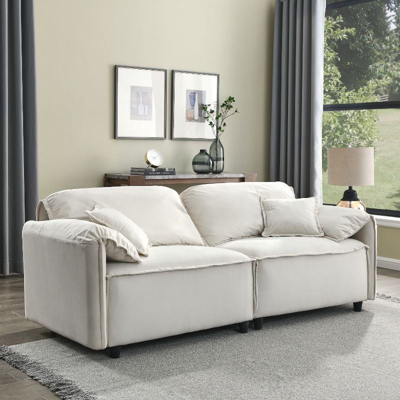 79" Modern 3-Seater Upholstered Sofa Couches with 2 Pillows-ModernLuxe, 1 of 12