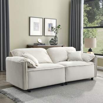 79" Modern 3-Seater Upholstered Sofa Couches with 2 Pillows-ModernLuxe