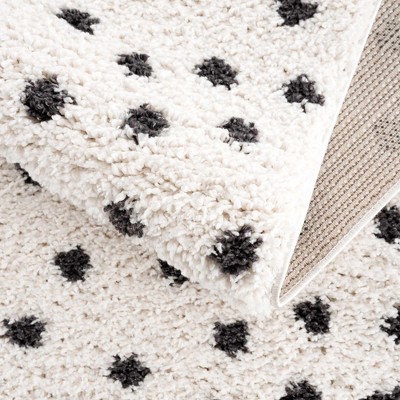 Chaia Black and White Dotted Plush Polyester Rug