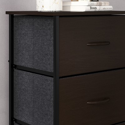 Emma 4-Drawer Brown and Black Vertical Storage Dresser
