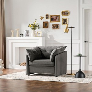 Aukfa Chenille Oversized Armchair,Modern single sofa lounge chair with 24.4" seat depth for living room comfort - 1 of 4
