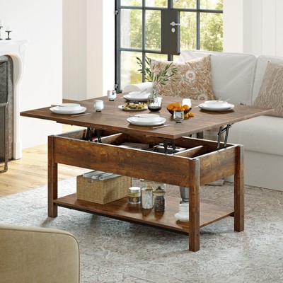 WOWLIVE Lift Top Coffee Table, 4-in-1 Multi-Function and Large Coffee Table with Storage