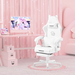 Racxily Cat Gaming Chair with Paw Lumbar Cushion, PC Video Gamer Chair for Teens & Women - 1 of 4