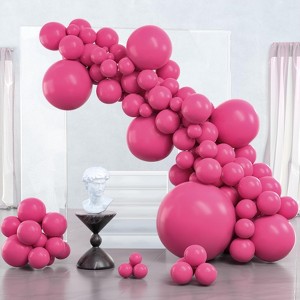 PartyWoo Balloons Hot Pink Magenta Fuchsia Dark 36 18 12 10 5 Inch 127 pcs - 1 of 4