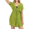 HAPPY BAY Women's Summer Beach Bikini Sheer Chiffon Cover up V Neck Dress Bathing Suit Cover Ups for Swimwear Women X-Large-XX-Large Green Solid - 2 of 4