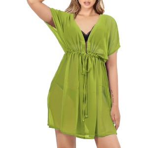 LA LEELA Women's Beachwear Summer Swim Beach Cover Ups for Bikini Sheer Cover up Dress Bathing Suit Swimsuit Coverups for Women - 1 of 4