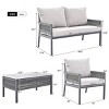 4 Piece Boho Rope Patio Sofa Set,Outdoor Patio Furniture Conversation Set with Coffee Table and Cushions,Rope Outdoor Garden Sofa Set-Coolbibila - 4 of 4