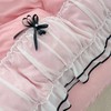 Light Pink Full Duvet Cover Set with Ruffles and Bowtie, 3 Pieces, Zipper Closure, Pillowcase Included - 3 of 4