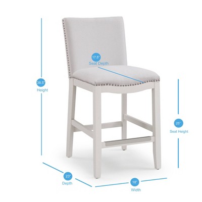 Arissa Snow White Leather-Wood Adjustable Counter Stool