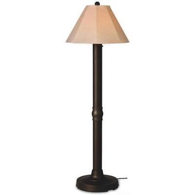 Patio Living Concepts Seaside Floor Lamp 20627 with 3 bronze body and antique beige linen Sunbrella shade fabric