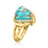 Ross-Simons Turquoise and 0.15 ct. t.w. Diamond Ring in 18kt Gold Over Sterling - 3 of 4