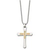 Black Bow Jewelry Stainless Steel & 14k Yellow Gold Accent D/C Cross Necklace, 22 Inch - 2 of 4