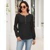 Women's Lace Long Sleeve Henley Tops Soft Casual Blouse Shirts Fall Trendy T Shirt - 2 of 4