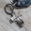 Silvertone Cross Cutout 2 x 1 Metal Novelty Keychain Accessory - 4 of 4