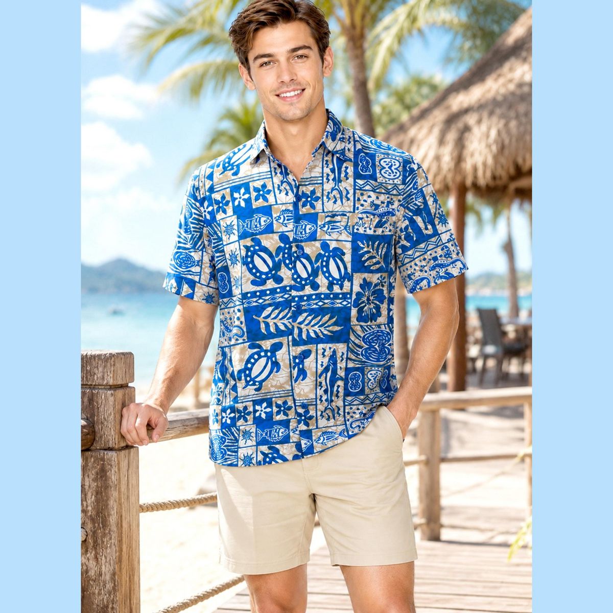 LA LEELA Mens Hawaiian Shirts Short Sleeve Button Down Shirt Mens Casual Vacation Shirts Tropical Beach Summer Party Shirts Funny 6XL Blue,Floral - thumbnail 5