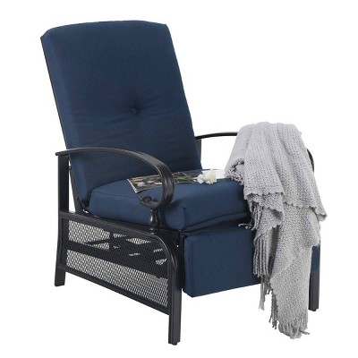 Patio Adjustable Recliner with Cushion - Blue - Captiva Designs