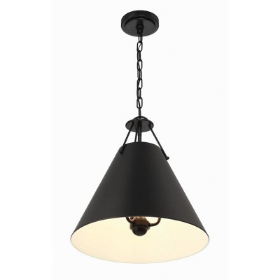 Xavier Matte Black Steel 3-Light Pendant with Conical Shade