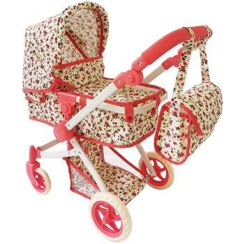 The New York Doll Collection Convertible Combo Baby Doll Stroller Floral