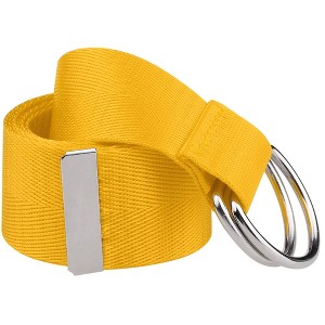 INSPIRE CHIC Women's Double D-Ring Buckle Canvas Solid Color Adjustable Waist Belts - 1 of 4