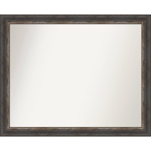 32" x 26" Non-Beveled Bark Rustic Char Narrow Wall Mirror - Amanti Art: Polystyrene Frame, Entryway Decor - 1 of 4