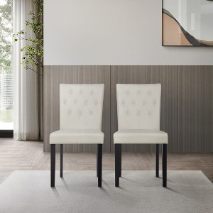 ChaletPosh Black Wooden Dining Chair with Linen Cover - 1 of 4