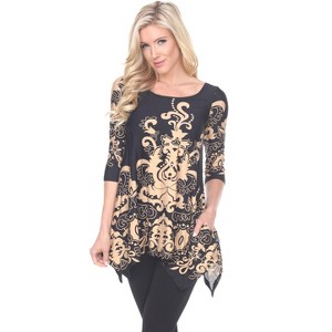 Women's Scoop Neck Printed Yanette Tunic Top - White Mark - 1 of 2