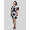 24seven Comfort Apparel Plus Size Black and White Short Sleeve Knee Length T Shirt Dress - 2 of 4