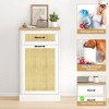Tilt Out Trash Can Cabinet, Hidden Trash Bin Cabinet Storage Holder, Freestanding Garbage Can Cabinet for Kitchen Dining Living Room - 4 of 4