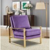 LeisureMod Jefferson Accent Arm Chair Upholstered in Velvet with Gold Brass Finish Frame - 2 of 4