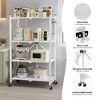 SUGIFT 4-Tier Foldable Storage Shelf, Heavy Duty Metal Shelf, Kitchen Shelf with 3 Hooks, White - image 4 of 4