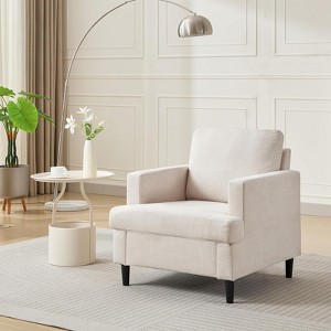 Accent Chair, Modern Living Room Chairs with Breathable Linen Fabric, Soft & Upholstered Arm Chair, Mid-Century Sofa Chair for Bedroom, Reading Room - 1 of 4