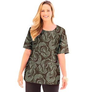Catherines Women's Plus Size Suprema Ultra-Soft Scoopneck Tee - 1 of 4