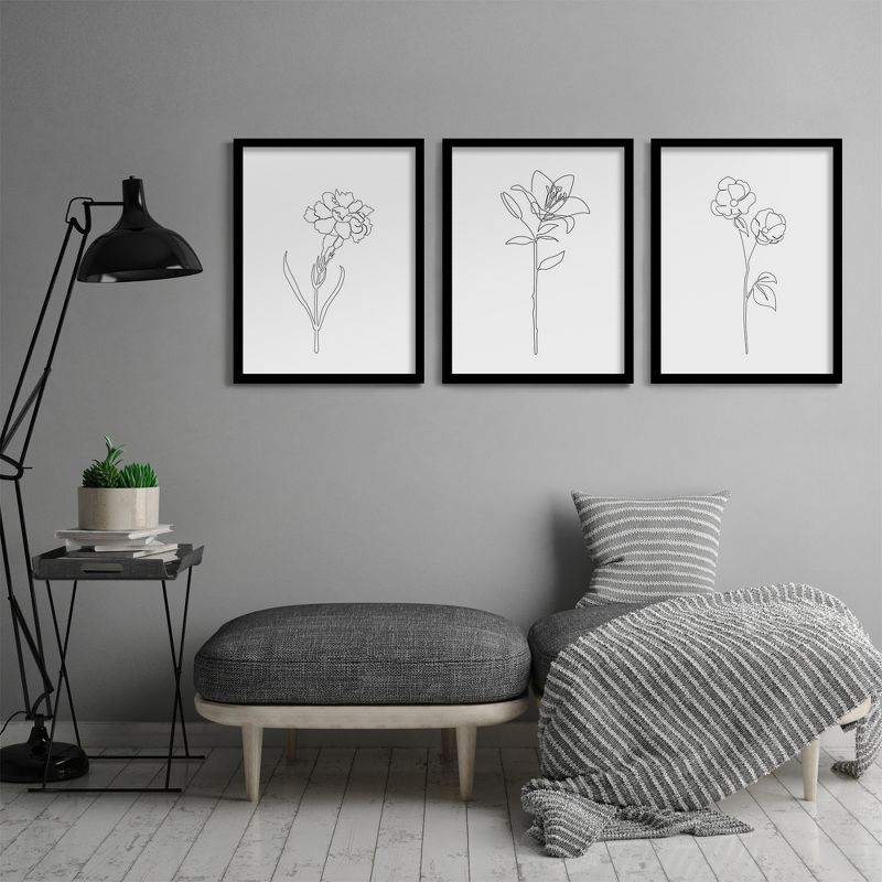 Americanflat Minimalist Botanical (Set Of 3) Triptych Wall Art Floral Sketches By Explicit Design - Set Of 3 Framed Prints, 4 of 7