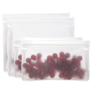 Unique Bargains Reusable Leakproof Zip PEVA Freezer Food Storage Bags 4 Pcs - 1 of 4