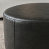 KINWELL Faux Leather Round Upholstered Footstool PU Ottoman, 24"x13" - 3 of 4