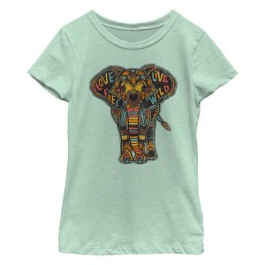Girl's Lost Gods Elephant Love Free Live Wild T-Shirt - 1 of 4