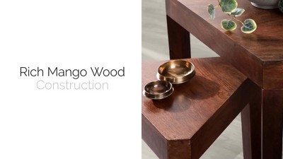Talcott Whitewashed Wood Triangular Nesting Table Set