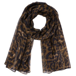 INSPIRE CHIC Women's Leopard Printed Long Lightweight Soft Sheer Shawl Scarves 1Pc - 1 of 4