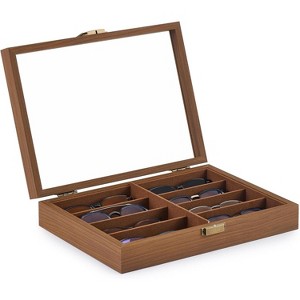 Leather Multi-Organizer with 8 Slots, Eyeglasses & Sunglasses Display Case with Jewelry and Watch Storage - 1 of 4