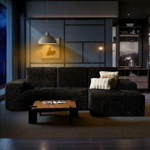 XIZZI Modular Left/Right Chaise Sectional Sofa, Quick-Ship Synthetic Leather or 4 Shimmer Fabric | Zero Assembly | High Density Foam & Pocket Springs - 1 of 4