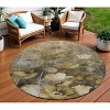Taupe Beige And Tan Floral Washable Indoor Outdoor Area Rug - 2 of 4