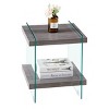 KTMBDW 17.72" Tempered Glass Small End Table, Mnimalist Square Side Table, Mid-Century Modern End Side Table for Living Room Bedroom Office - 3 of 4