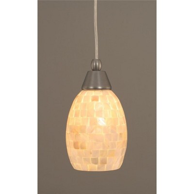 Toltec Lighting Any 1 - Light Pendant in  Brushed Nickel with 5" Ivory Glaze Seashell Shade