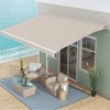 Outsunny 16' x 10' Electric Retractable Awning, Sun Shade Shelter with Remote Controller and Crank Handle for Deck, Balcony, Yard, Cream White - 2 of 4